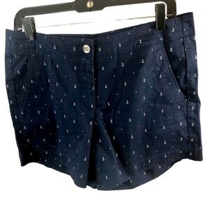 Nautica Shorts Women 10 Navy with Small White Anchors  Front Zip and Button